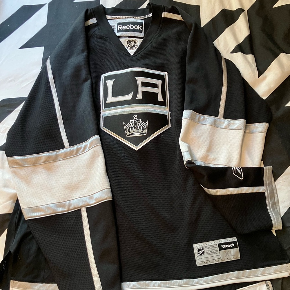 Reebok Black and Silver LA Kings Hockey Jersey